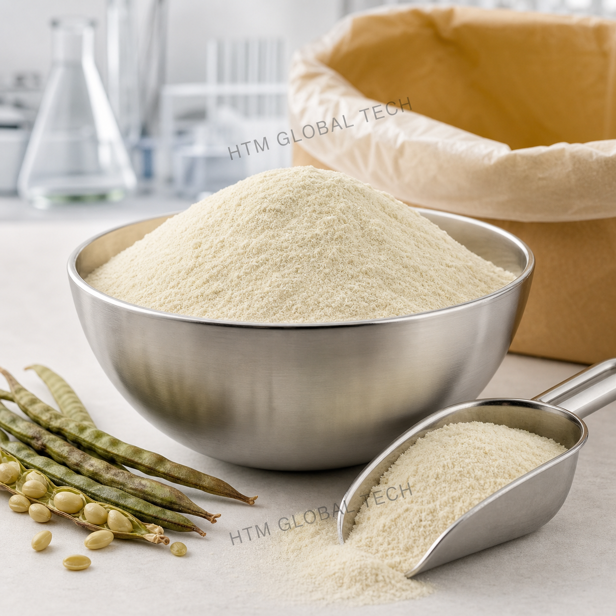 Food-Grade Guar Gum Powder prepared for bulk export supply from India